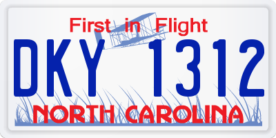 NC license plate DKY1312