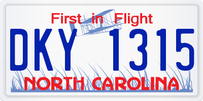 NC license plate DKY1315