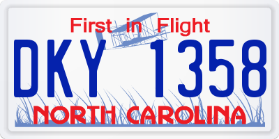 NC license plate DKY1358
