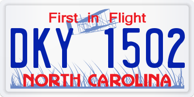 NC license plate DKY1502