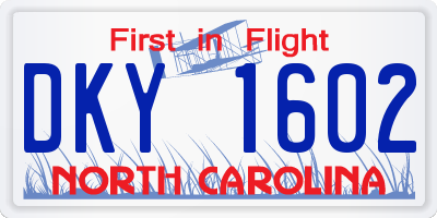 NC license plate DKY1602