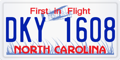 NC license plate DKY1608