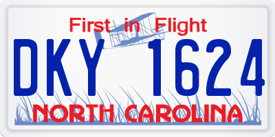 NC license plate DKY1624
