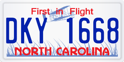 NC license plate DKY1668