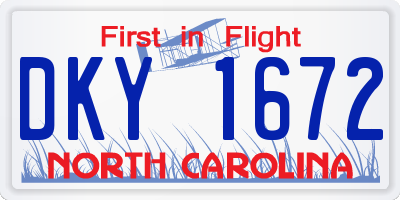 NC license plate DKY1672