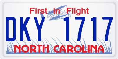 NC license plate DKY1717
