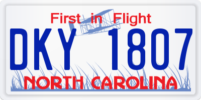 NC license plate DKY1807