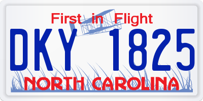 NC license plate DKY1825