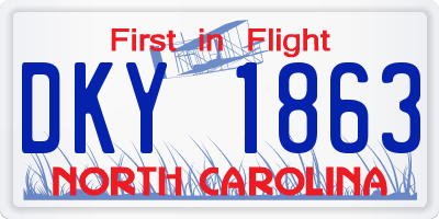 NC license plate DKY1863