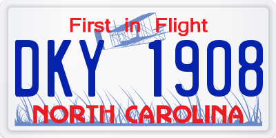 NC license plate DKY1908