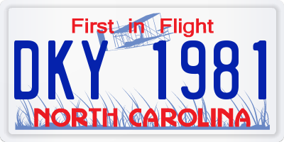 NC license plate DKY1981