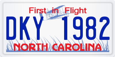 NC license plate DKY1982