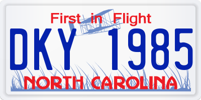 NC license plate DKY1985