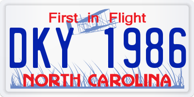 NC license plate DKY1986
