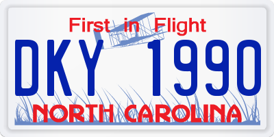 NC license plate DKY1990