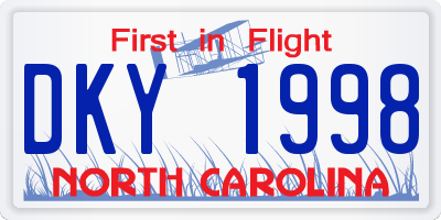 NC license plate DKY1998