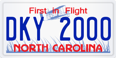 NC license plate DKY2000