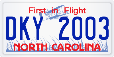 NC license plate DKY2003