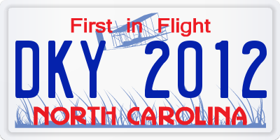 NC license plate DKY2012