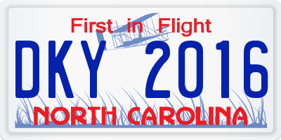 NC license plate DKY2016