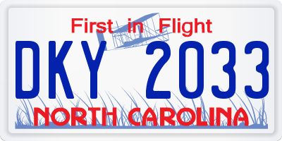 NC license plate DKY2033