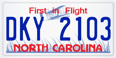 NC license plate DKY2103