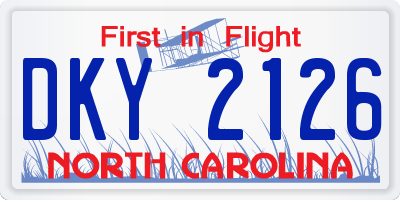 NC license plate DKY2126