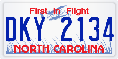 NC license plate DKY2134