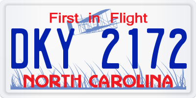 NC license plate DKY2172