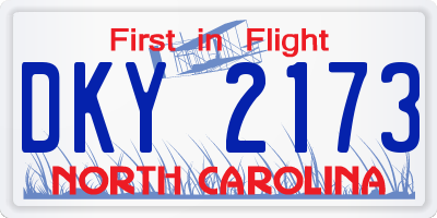 NC license plate DKY2173