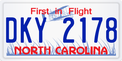NC license plate DKY2178