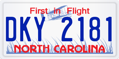 NC license plate DKY2181