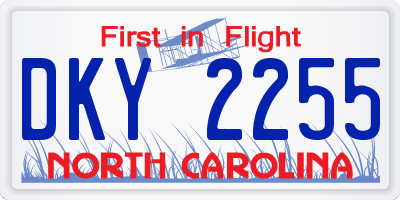 NC license plate DKY2255