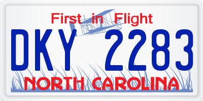 NC license plate DKY2283