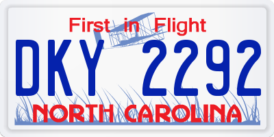 NC license plate DKY2292