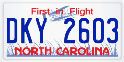 NC license plate DKY2603
