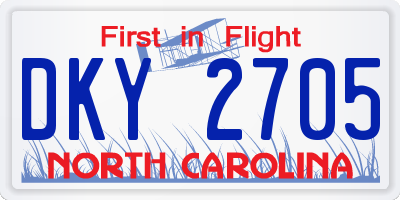 NC license plate DKY2705