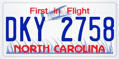 NC license plate DKY2758