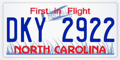 NC license plate DKY2922
