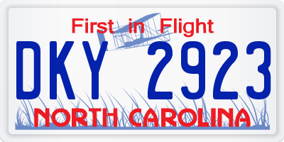 NC license plate DKY2923