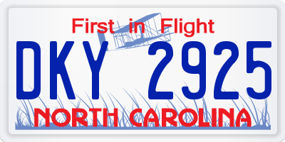 NC license plate DKY2925