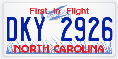NC license plate DKY2926