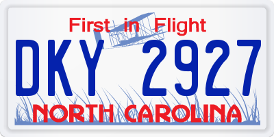 NC license plate DKY2927