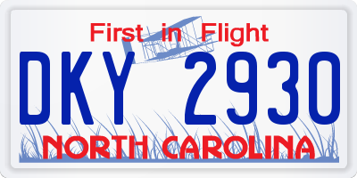 NC license plate DKY2930