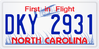 NC license plate DKY2931