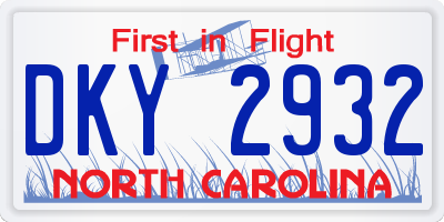 NC license plate DKY2932