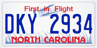 NC license plate DKY2934