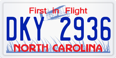 NC license plate DKY2936