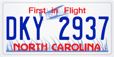 NC license plate DKY2937