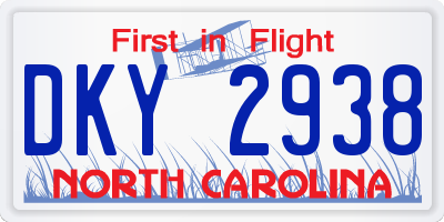 NC license plate DKY2938